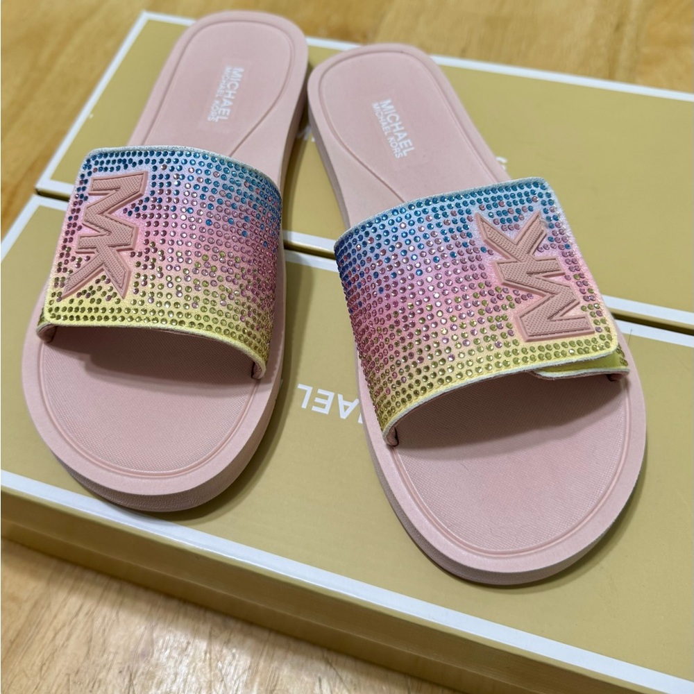 Michael Kors Pink Slides Multicolor Accents
